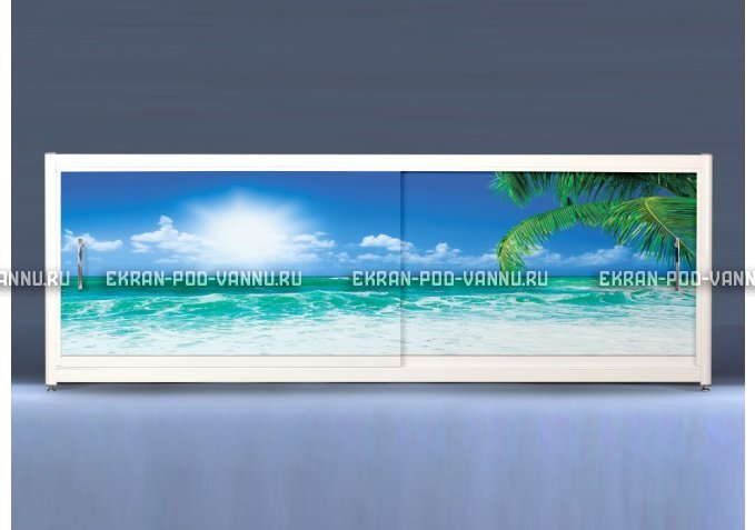 Экран на роликах EUROPLEX Пляж – купить по цене 12400 руб. в интернет-магазине в городе Рязань картинка 1