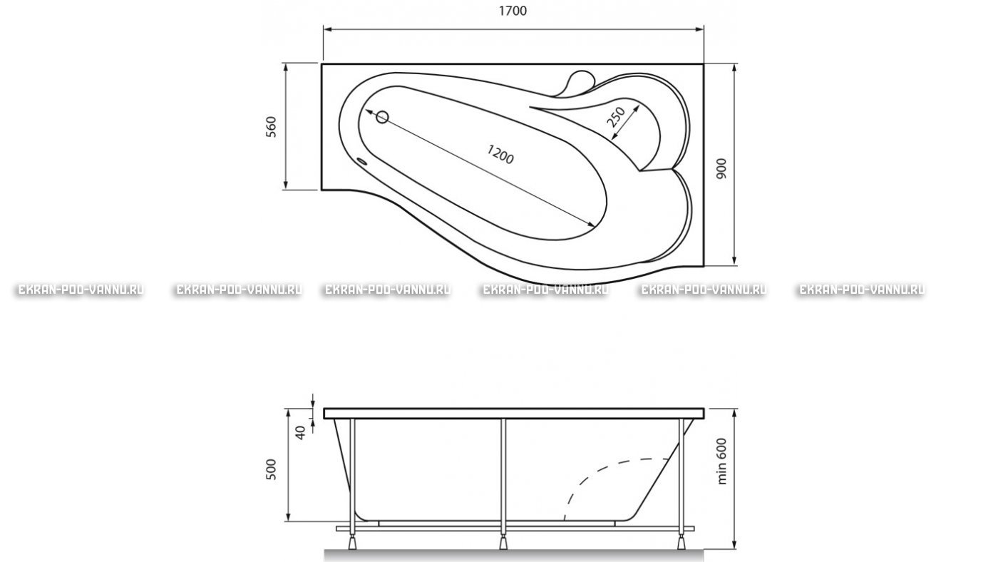 Акриловая ванна Relisan Isabella 170x90x60 – купить по цене 24130 руб. в интернет-магазине в городе Рязань картинка 13