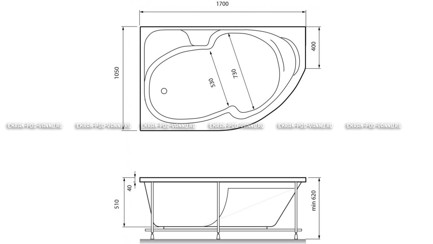 Акриловая ванна Relisan Sofi 170x105 – купить по цене 23480 руб. в интернет-магазине в городе Рязань картинка 13