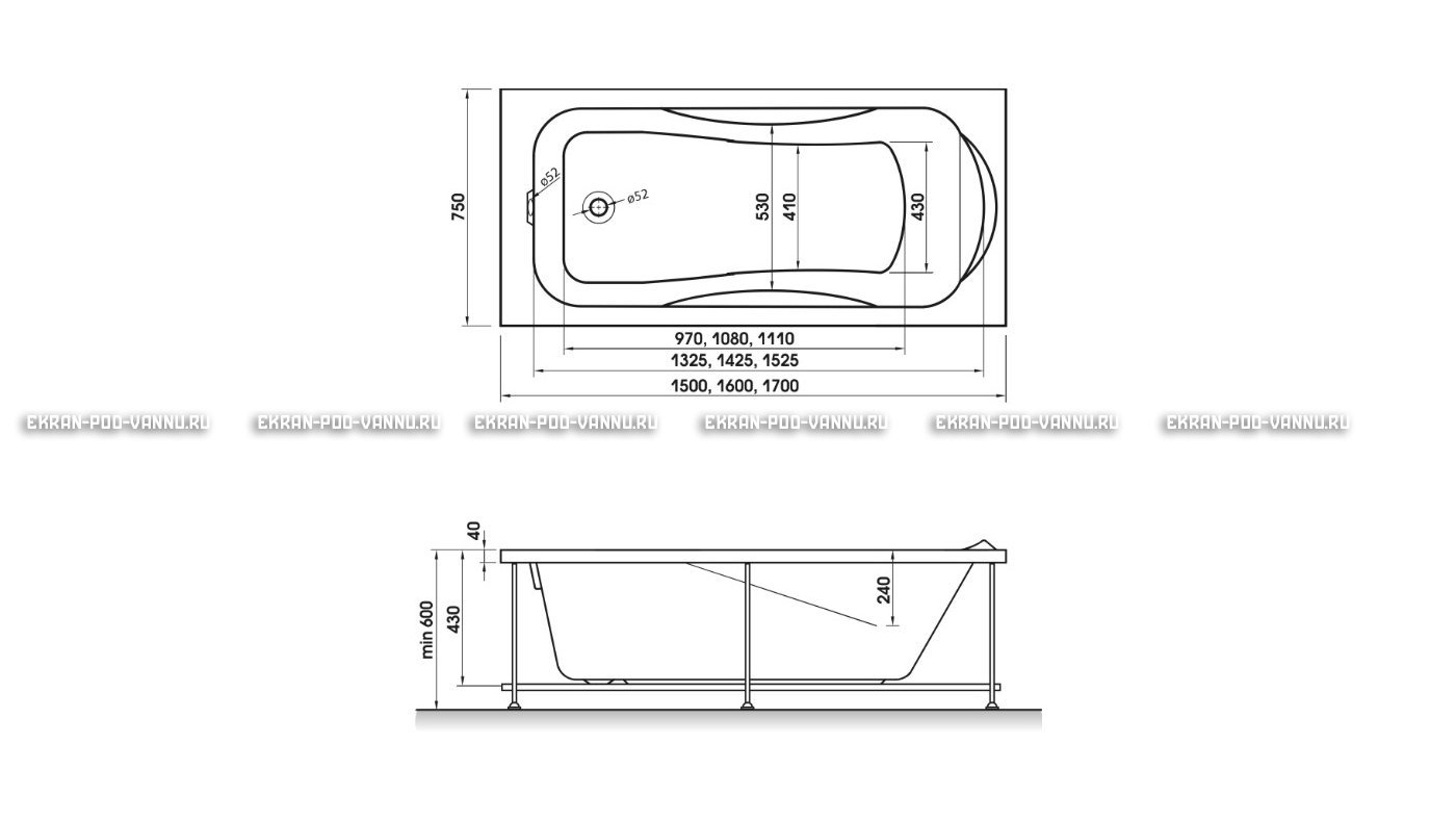 Акриловая ванна Relisan Elvira 170x75 – купить по цене 16160 руб. в интернет-магазине в городе Рязань картинка 10