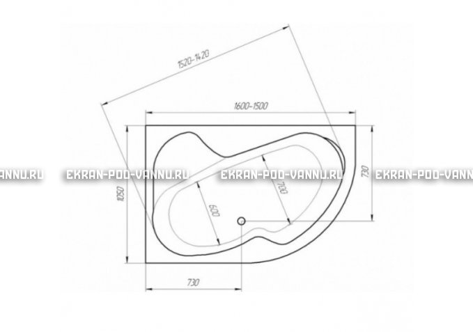 Акриловая ванна 1MarKa Aura 150x105 – купить по цене 16250 руб. в интернет-магазине в городе Рязань картинка 3