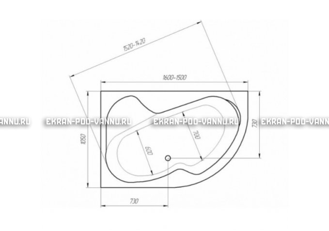 Акриловая ванна 1MarKa Imago 160x105 – купить по цене 16700 руб. в интернет-магазине в городе Рязань картинка 3