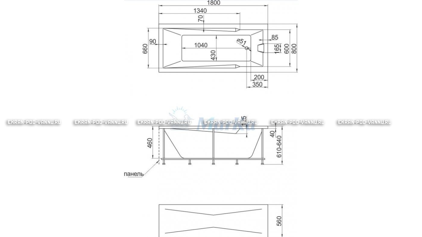Акриловая ванна 1MarKa Raguza 180x80 – купить по цене 17854 руб. в интернет-магазине в городе Рязань картинка 13