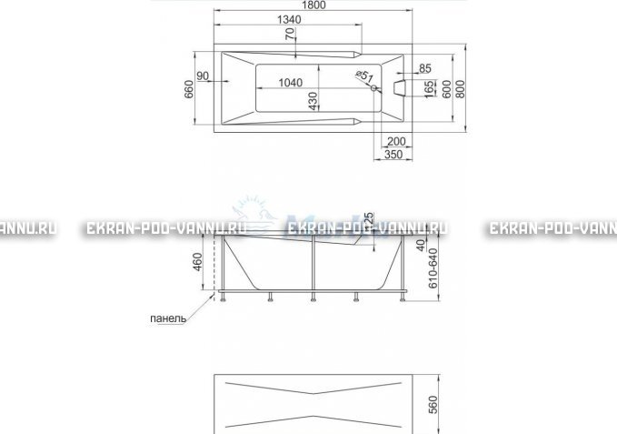 Акриловая ванна 1MarKa Raguza 180x80 – купить по цене 17854 руб. в интернет-магазине в городе Рязань картинка 4