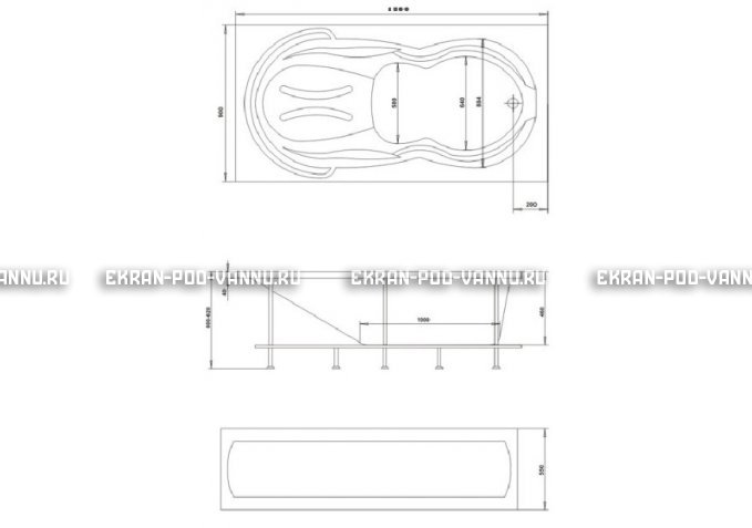 Акриловая ванна 1MarKa Taormina 180x90 – купить по цене 17670 руб. в интернет-магазине в городе Рязань картинка 3