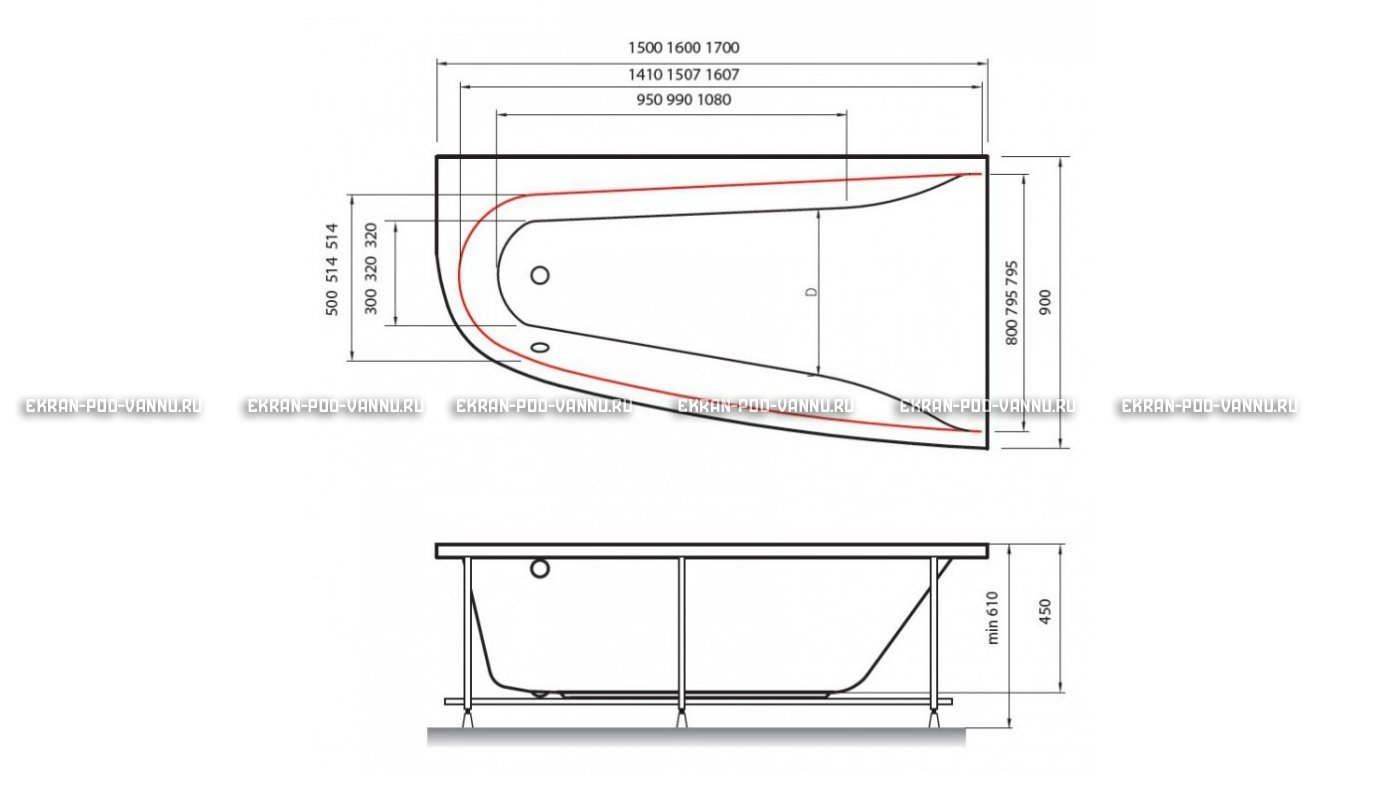 Акриловая ванна Vayer Boomerang 150x90 – купить по цене 42270 руб. в интернет-магазине в городе Рязань картинка 10