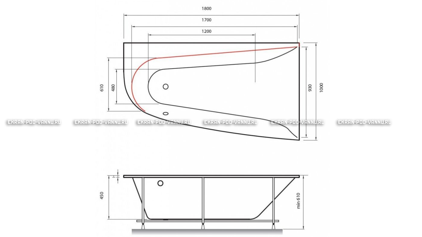 Акриловая ванна Vayer Boomerang 180x100 – купить по цене 53030 руб. в интернет-магазине в городе Рязань картинка 13