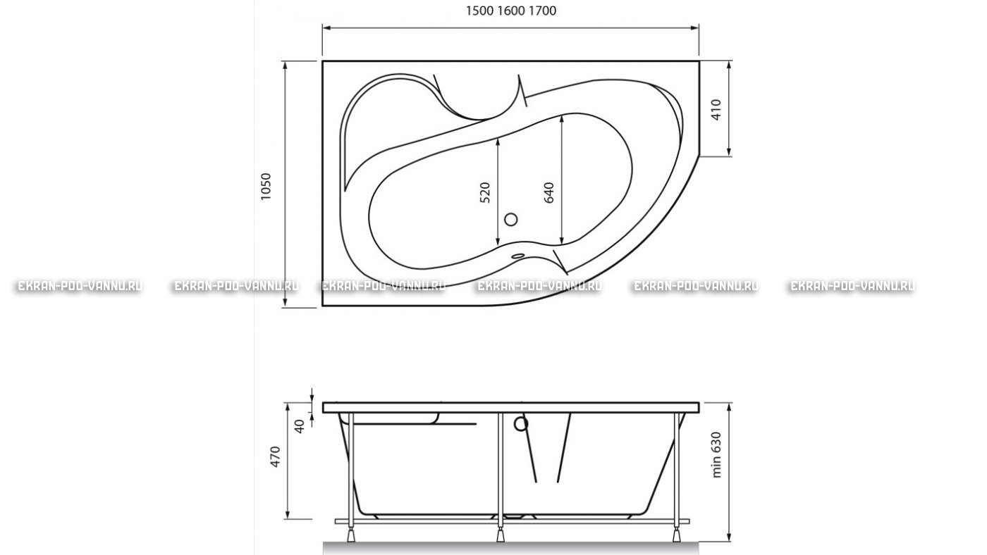 Акриловая ванна Vayer Azalia 170x105 – купить по цене 28800 руб. в интернет-магазине в городе Рязань картинка 16