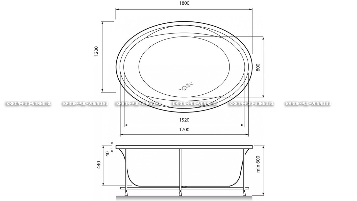 Акриловая ванна Vayer Opal 180x120 – купить по цене 33850 руб. в интернет-магазине в городе Рязань картинка 13