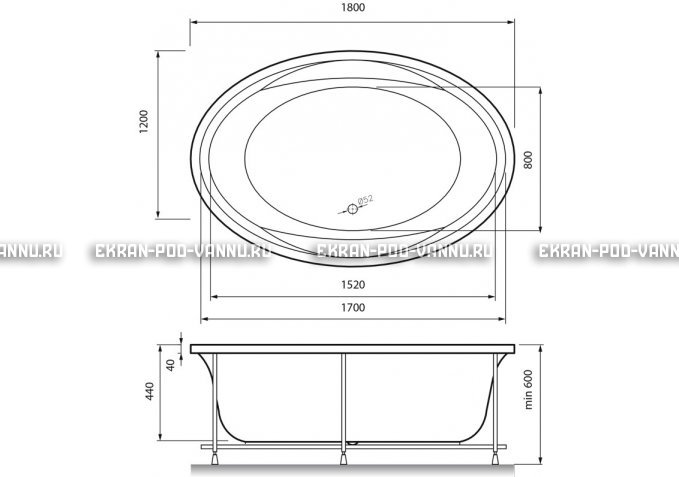 Акриловая ванна Vayer Opal 180x120 – купить по цене 33850 руб. в интернет-магазине в городе Рязань картинка 4