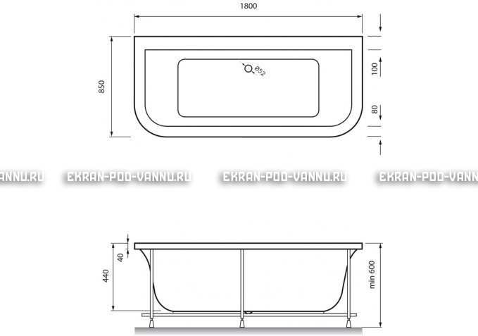 Акриловая ванна Vayer Options BTW 180x85 – купить по цене 25880 руб. в интернет-магазине в городе Рязань картинка 4