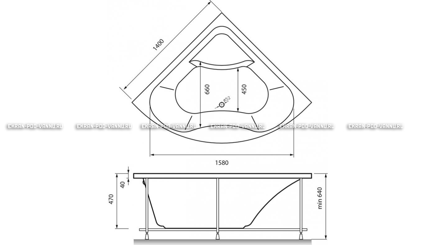 Акриловая ванна Vayer Persefona 140x140 – купить по цене 25230 руб. в интернет-магазине в городе Рязань картинка 15